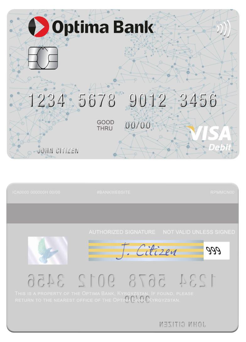 Kyrgyzstan Optima Bank visa debit card